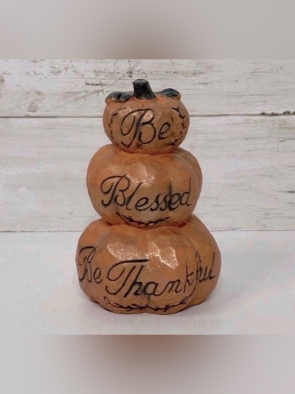 NEW Distressed Pumpkin Stack Tiered Tray Decor